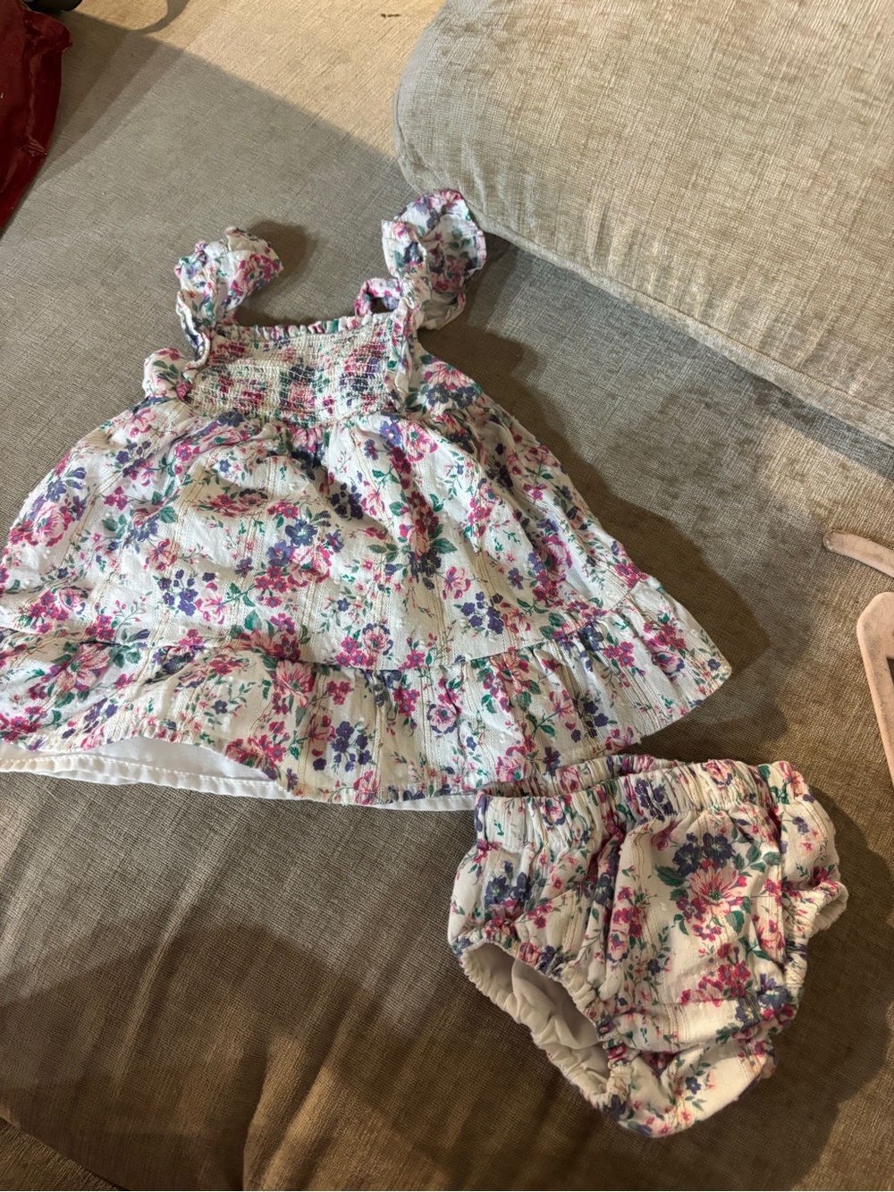 Tommy Bahama Baby Girl 0-3M Floral Dress & Bloomers Set Adjustable Tie Straps